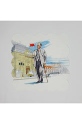 Sulu Boya Atatürk Görseli Dijital Baskılı Lazer Kesim Kokteyl Peçetesi